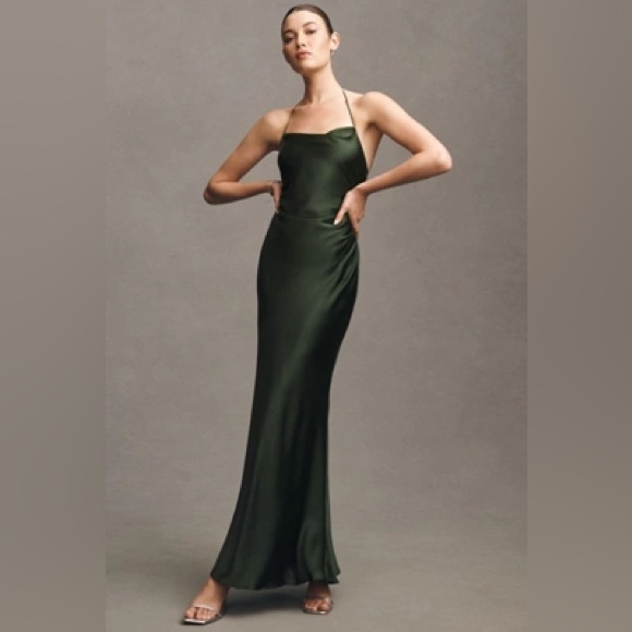 BHLDN Dresses & Skirts - BHLDN SAYLOR COWL-NECK SATIN MAXI DRESS